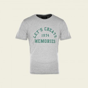 Tričko svetlo šedé zelená potlač